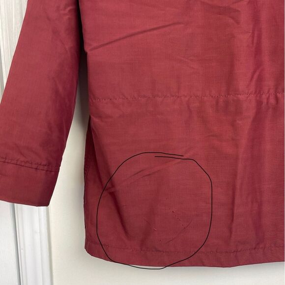 VINTAGE‎ The Woolrich Woman M WOOL Blend Flannel Lined Parka Hood Snap Zip Red - Picture 6 of 8